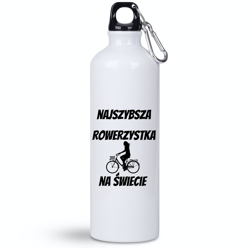 Butelka biała 800 ml na rower z nadrukiem „Najszybsza rowerzystka na świecie” – dla rowerzystki #4