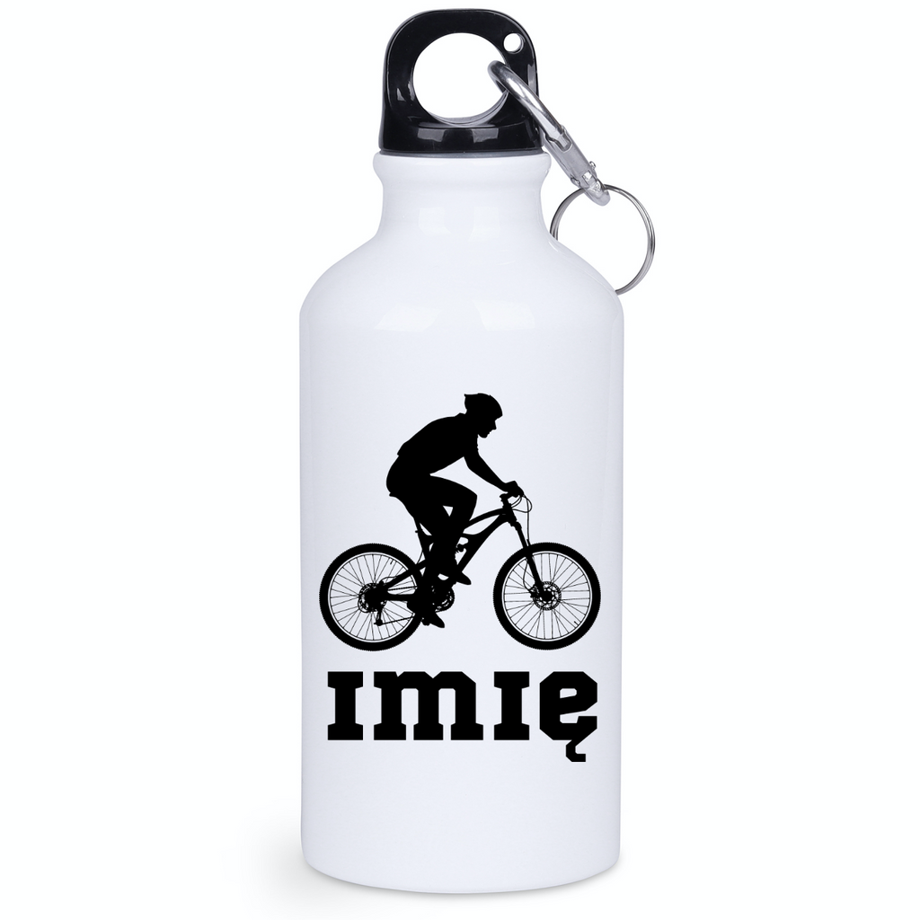 Butelka biała 400 ml z grafiką roweru oraz imieniem do wyboru – dla rowerzysty #6