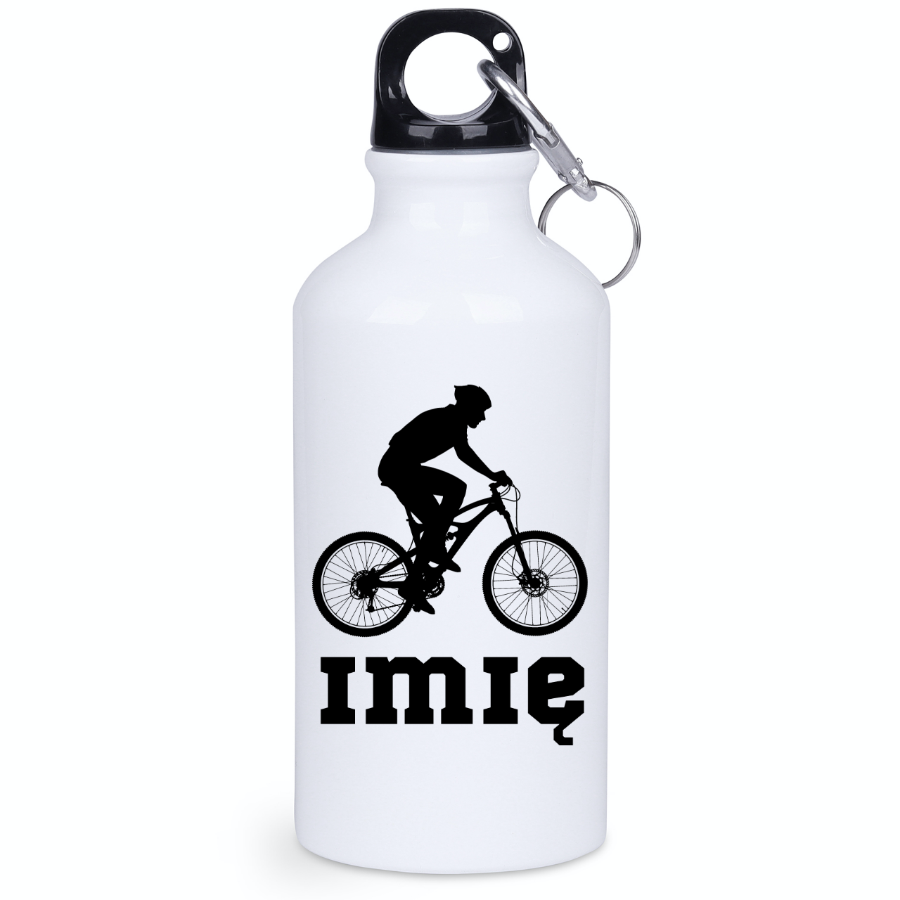 Butelka biała 400 ml z grafiką roweru oraz imieniem do wyboru – dla rowerzysty #6