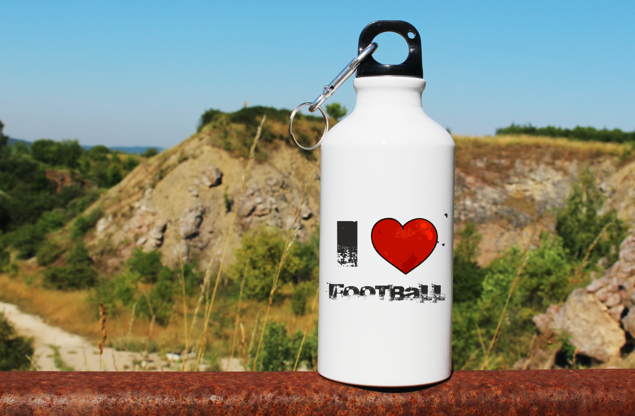 Bidon biały 400 ml z napisem "I LOVE FOOTBALL" – piłka nożna #2