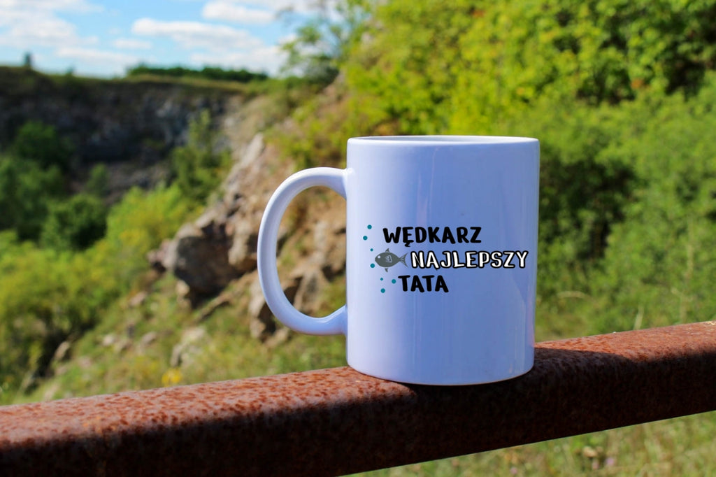 Kubek biały z nadrukiem: "Najlepszy wędkarz tata" - na dzień ojca, wędkarstwo #10