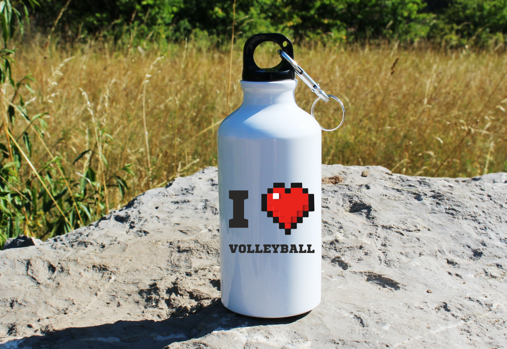 Bidon biały 400 ml z nadrukiem "I LOVE VOLLEYBALL" - siatkówka #1