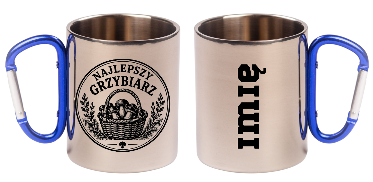 Kubek niebieski z karabińczykiem „Najlepszy Grzybiarz” – na grzybobranie #2