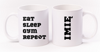 Kubek biały z nadrukiem „Eat Sleep Gym Repeat” – na prezent, siłownia #7
