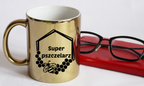 Kubek złoty z nadrukiem „Super pszczelarz” – pszczelarstwo #9