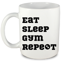 Kubek biały z nadrukiem „Eat Sleep Gym Repeat” – na prezent, siłownia #7