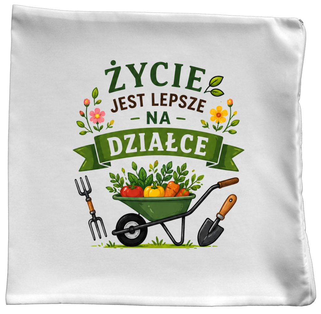 Poduszka z nadrukiem „Życie jest lepsze na działce” – działka, ogród #3