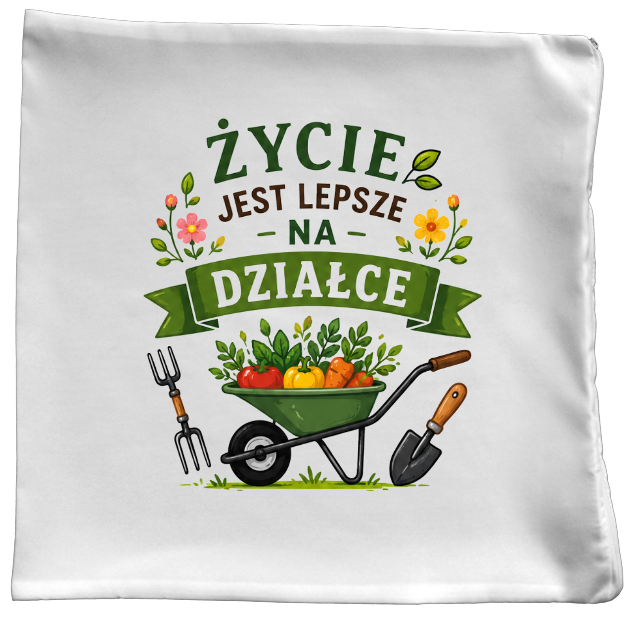 Poduszka z nadrukiem „Życie jest lepsze na działce” – działka, ogród #3