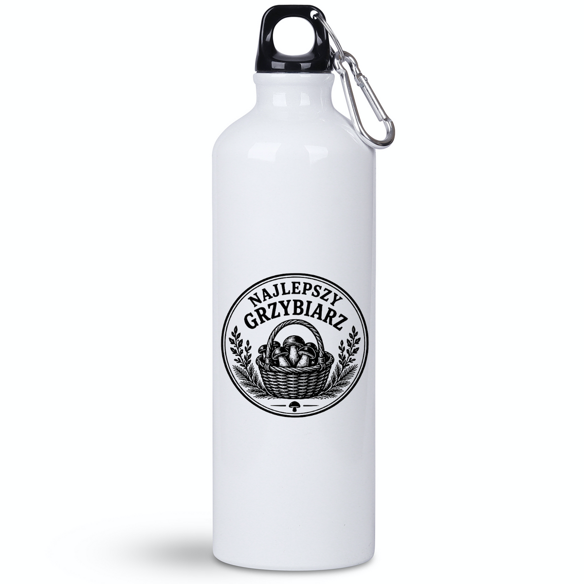 Butelka biała 800 ml z nadrukiem "Najlepszy Grzybiarz" - na grzyby, do lasu #2