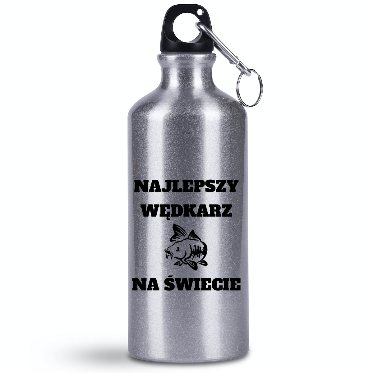 Butelka srebrna 500 ml z nadrukiem "Najlepszy wędkarz na świecie" – wędkarstwo #7