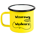 Kubek emaliowany żółty z nadrukiem "Wzorowy Wędkarz" - wędkarstwo #1