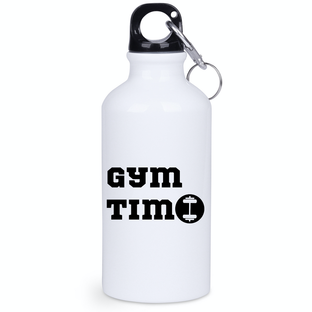 Bidon biały 400 ml na siłownię z nadrukiem "Gym Time" #1