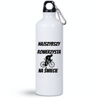 Butelka biała 800 ml na rower z nadrukiem „Najlszybszy rowerzysta na świecie” – dla rowerzysty #8