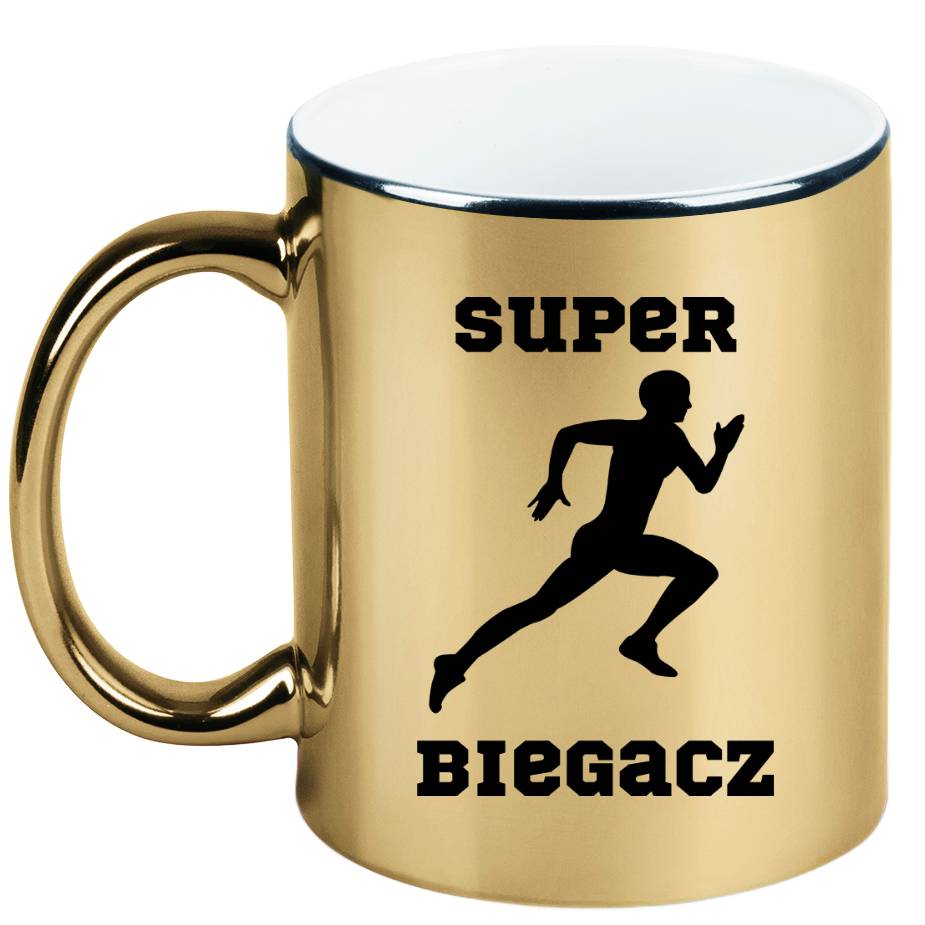 Kubek złoty nadrukiem "Super Biegacz" - bieganie #7