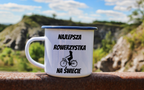 Kubek emaliowany biały z nadrukiem „Najlepsza rowerzystka na świecie” – dla rowerzystki #8