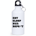 Bidon biały 400 ml dla biegaczki z napisem "Eat Sleep Run Repeat" - bieganie #11