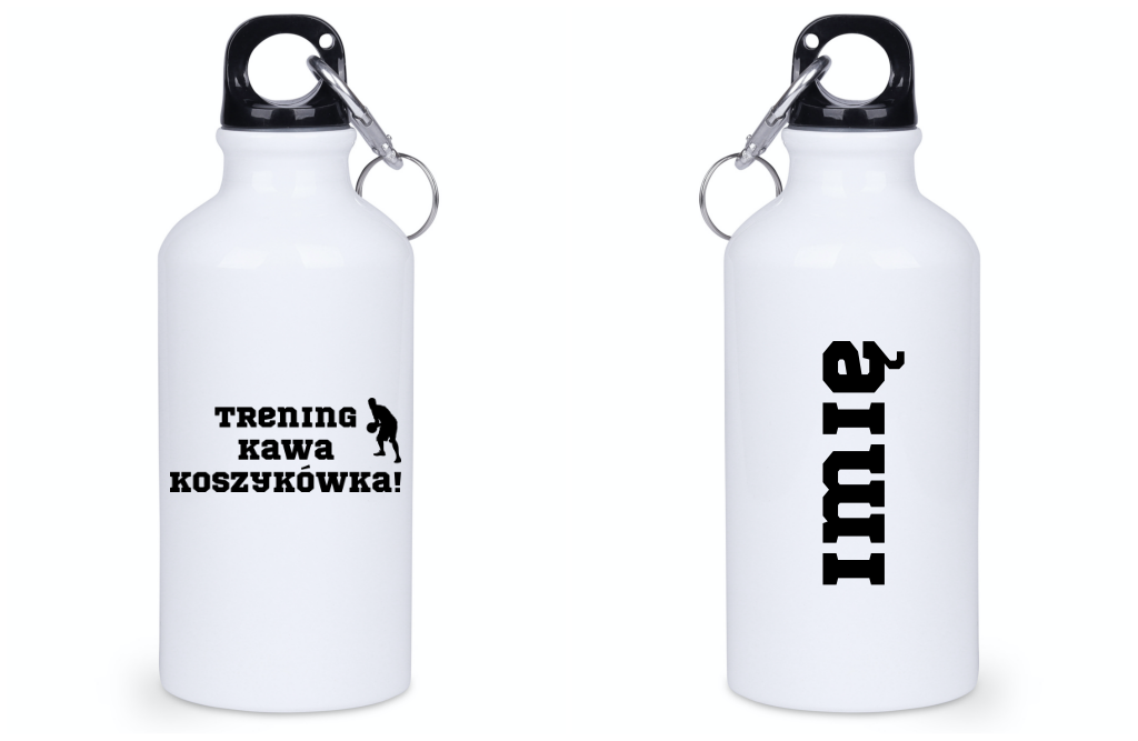 Bidon biały 400 ml z nadrukiem "Trening Kawa Koszykówka" – koszykówka #5