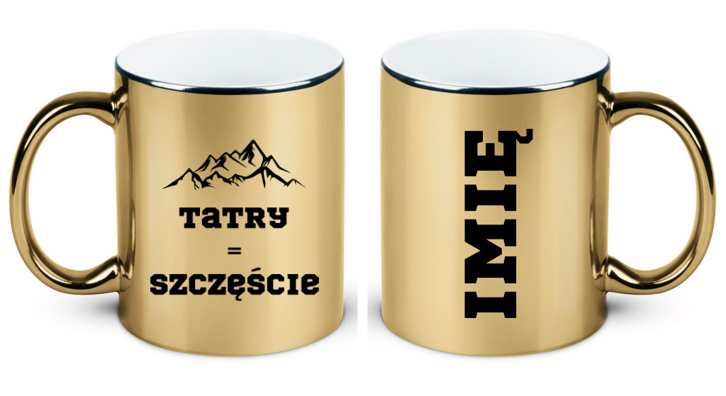 Kubek złoty z nadrukiem „Tatry = Szczęście” – góry, Zakopane, Podhale #4