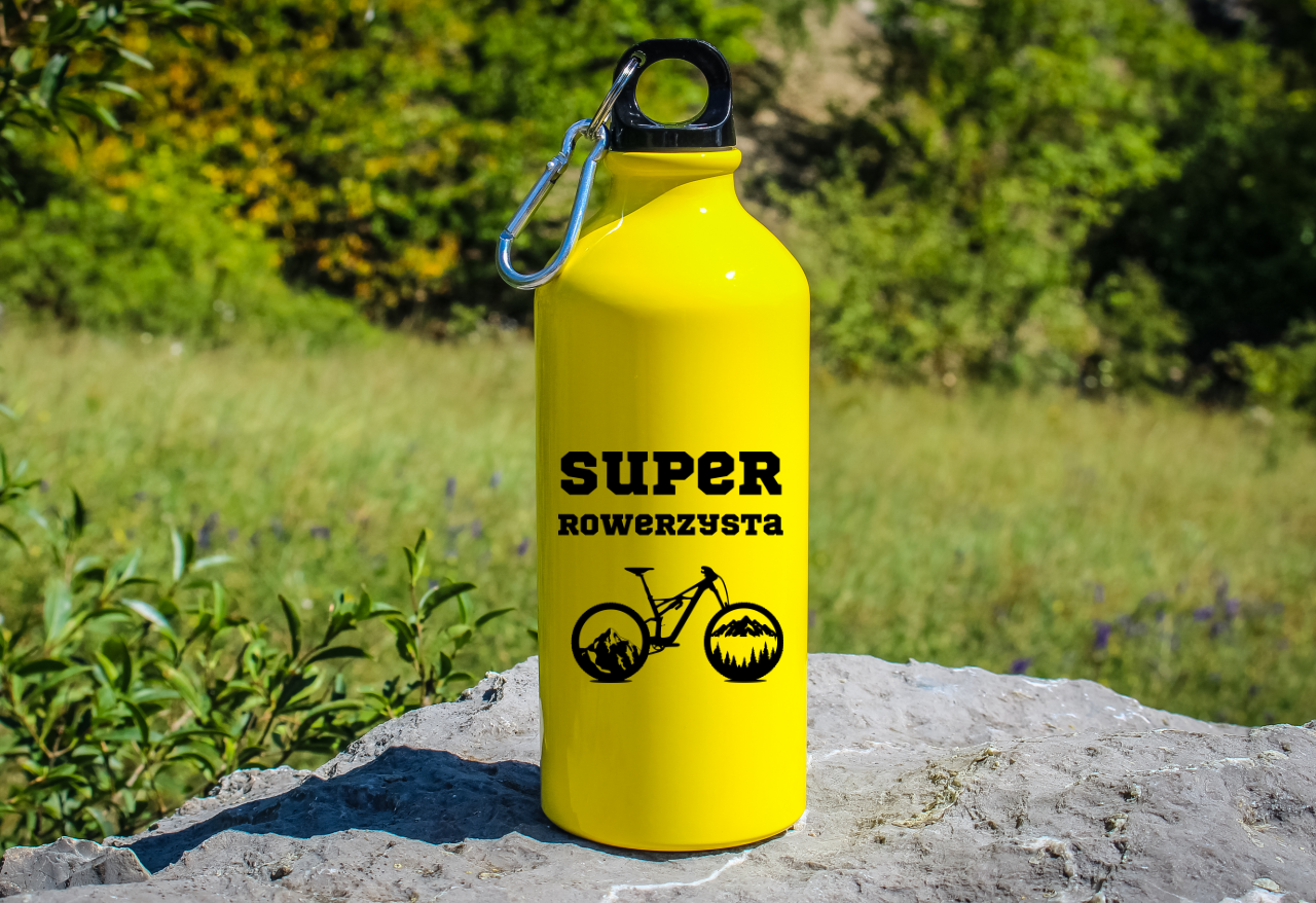 Bidon żółty 600 ml z nadrukiem "Super Rowerzysta" - dla rowerzystki #8