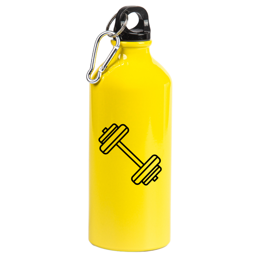 Bidon żółty 600 ml z grafiką hantli i imieniem do wyboru – na siłownię #4