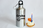Butelka srebrna 500 ml z nadrukiem "Gruba ryba" – wędkarstwo #10