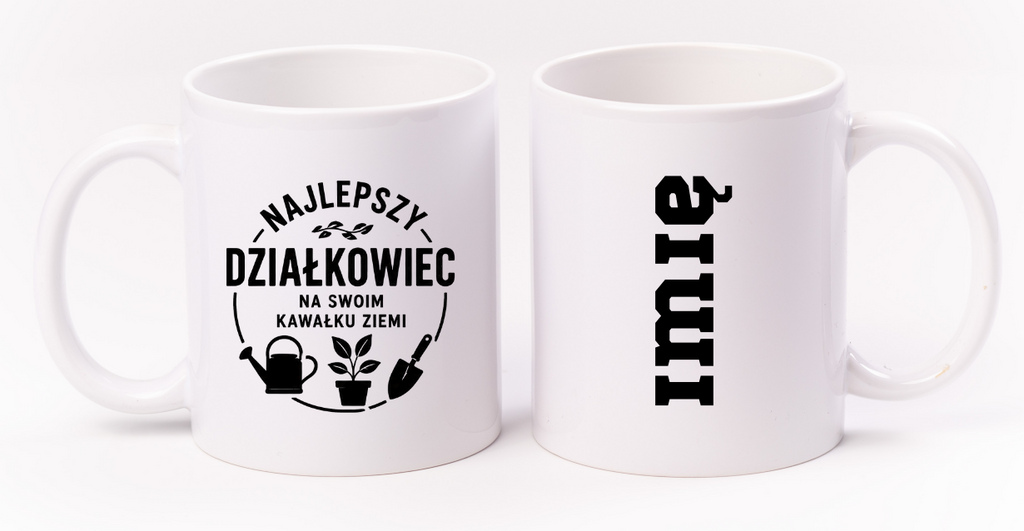 Kubek biały z nadrukiem „Najlepszy działkowiec na swoim kawałku ziemi” – ogród, działka #9