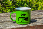 Kubek emaliowany zielony z nadrukiem "Dom jest tam, gdzie go zaparkujesz" – camping #6