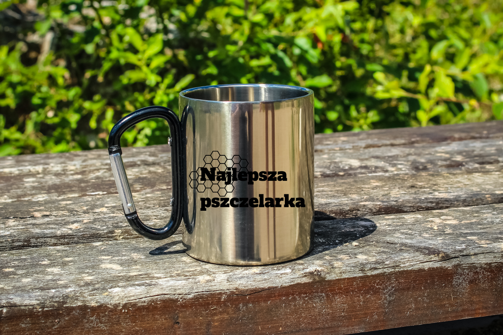 Kubek z czarnym karabińczykiem z nadrukiem "Najlepsza pszczelarka" #3