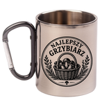 Kubek z czarnym karabińczykiem z nadrukiem „Najlepszy Grzybiarz” – na grzyby #2