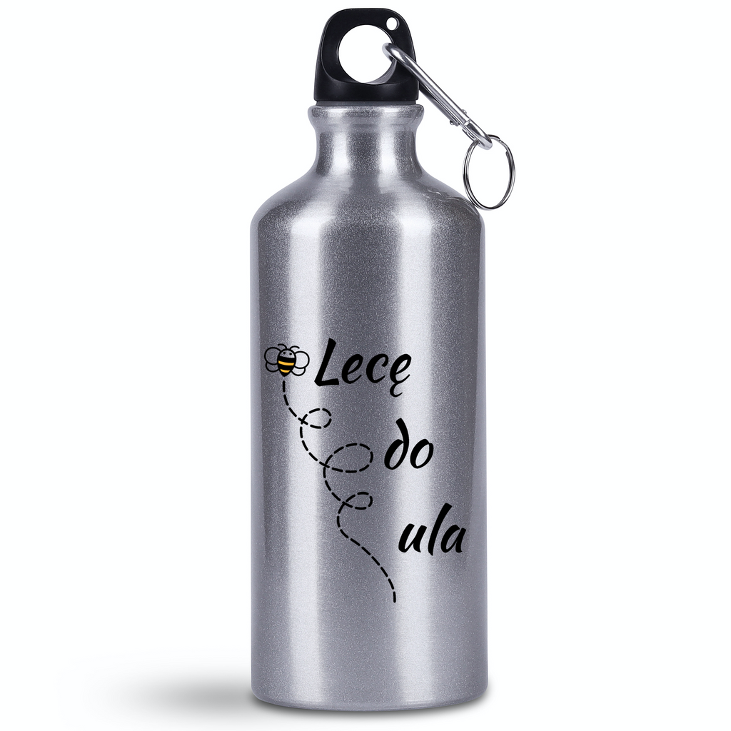 Butelka srebrna 500 ml z nadrukiem „Lecę do ula” – pszczelarstwo #7