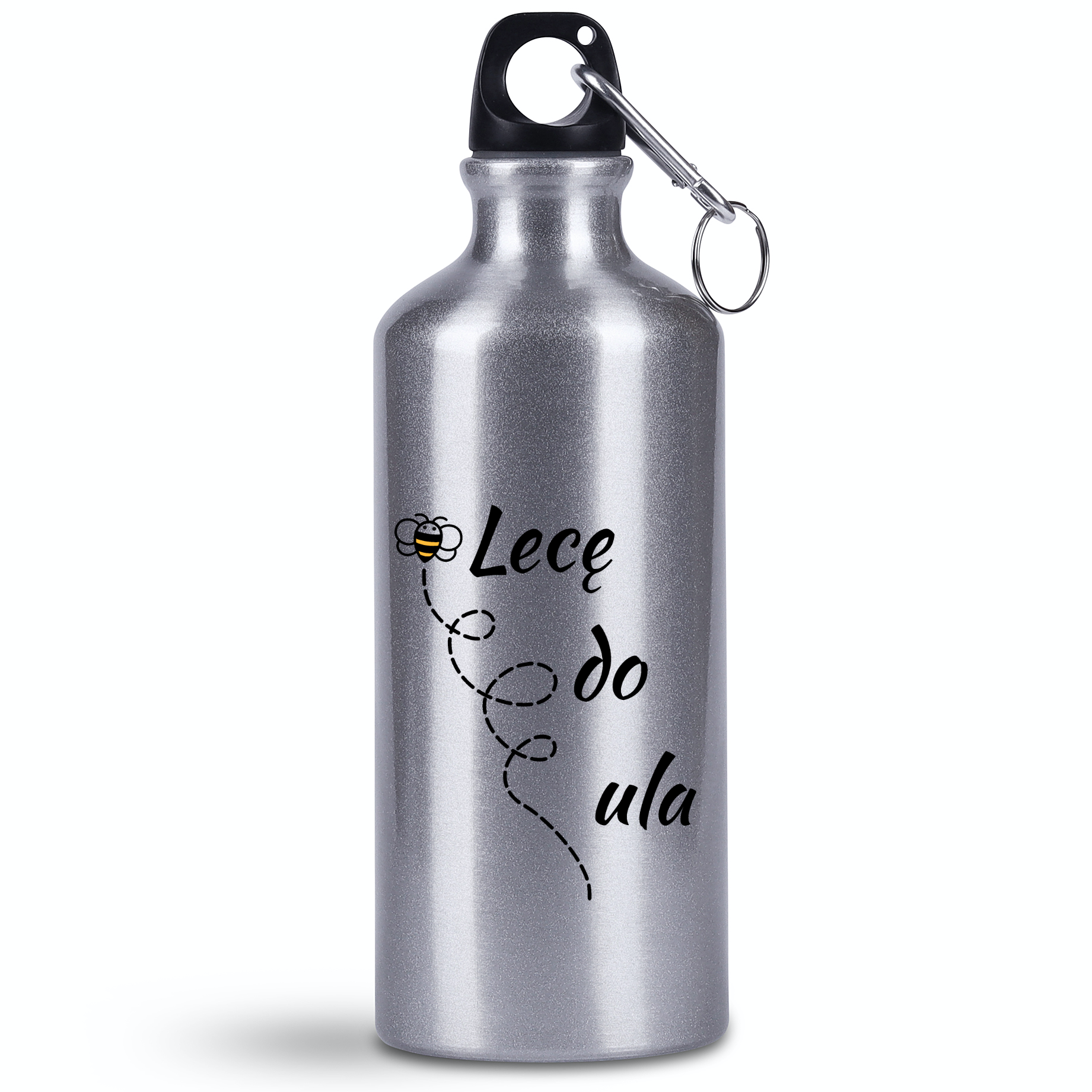 Butelka srebrna 500 ml z nadrukiem „Lecę do ula” – pszczelarstwo #7