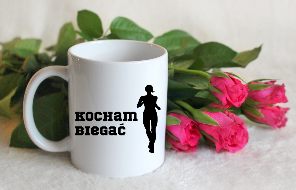 Kubek biały dla biegaczki z nadrukiem „Kocham Biegać” #4