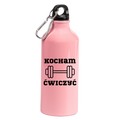Butelka różowa 600 ml z nadrukiem "Kocham Ćwiczyć" - siłownia #2