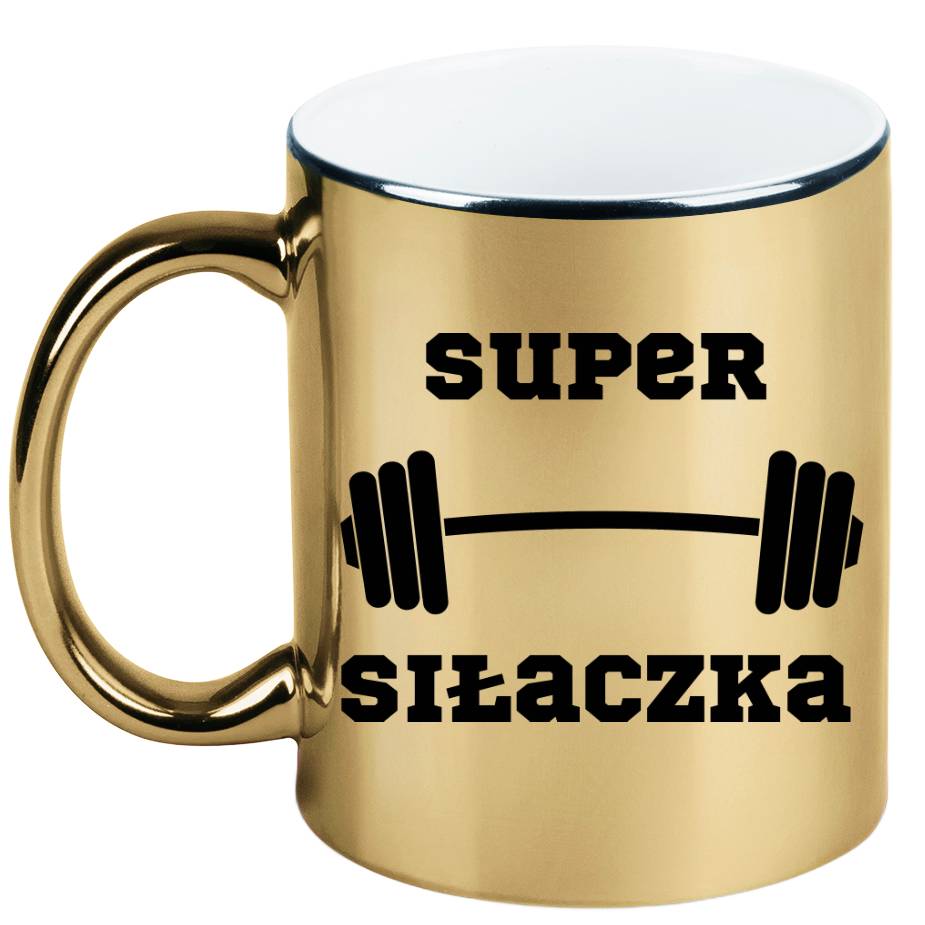 Kubek złoty prezent z nadrukiem „Super Siłaczka” – siłownia #2