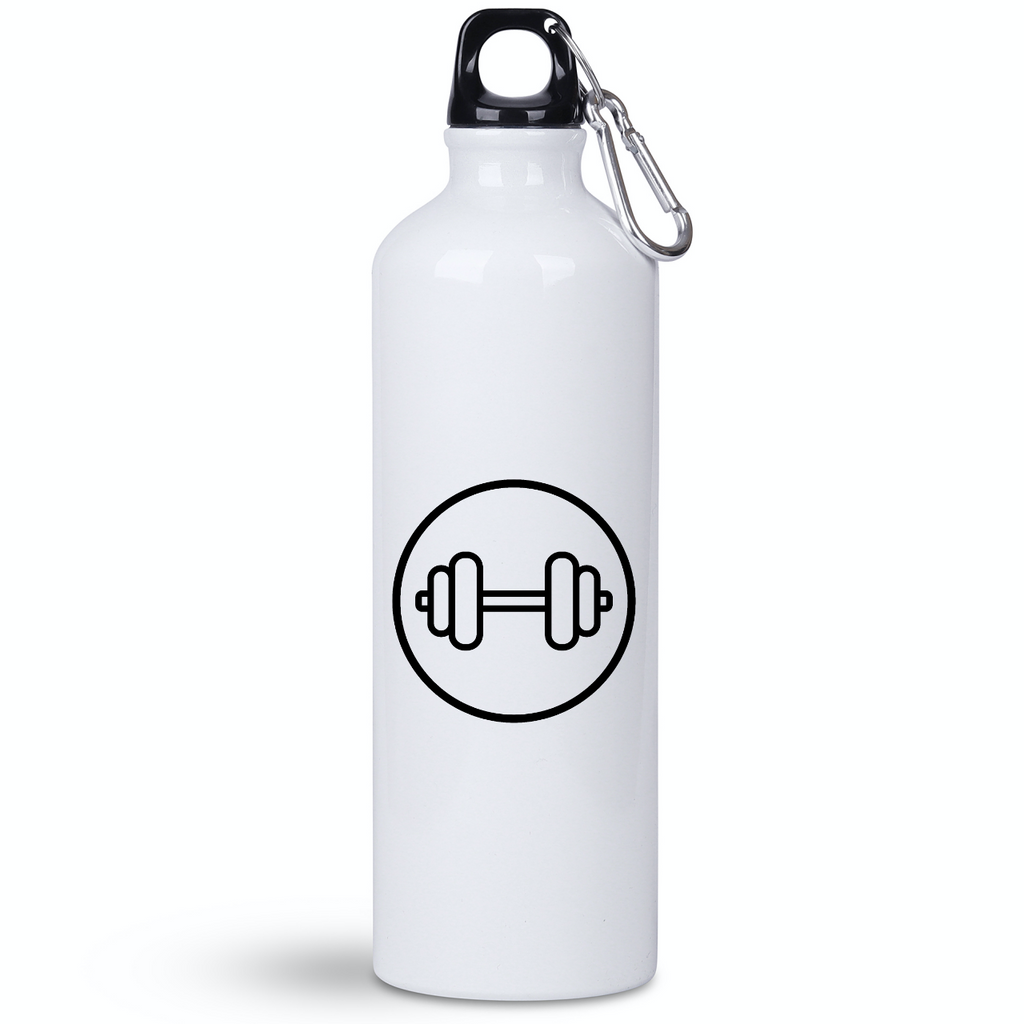 Butelka biała 800 ml na siłownię z grafiką hantli i imieniem do wyboru #8