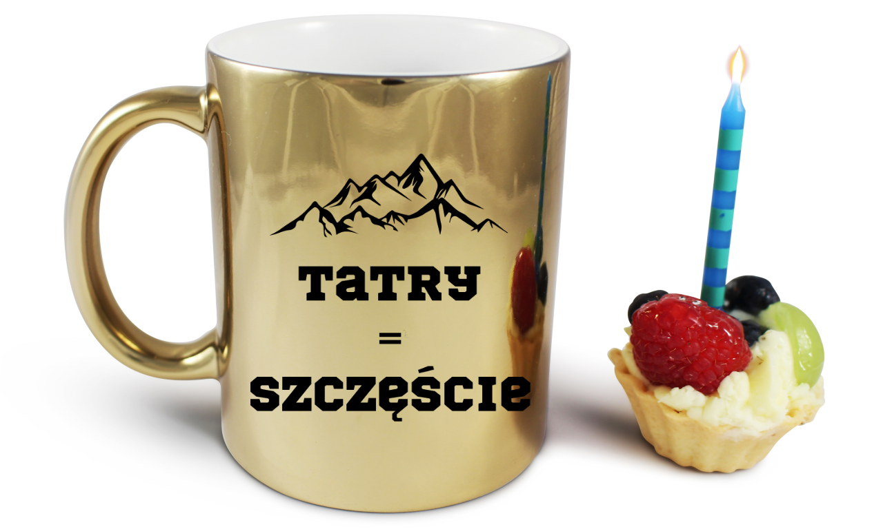 Kubek złoty z nadrukiem „Tatry = Szczęście” – góry, Zakopane, Podhale #4