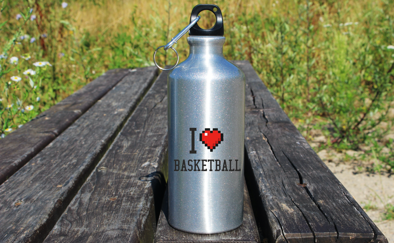 Butelka srebrna 500 ml z nadrukiem "I LOVE BASKETBALL" #2