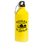 Butelka żółta 600 ml z nadrukiem „Działka to nie hobby, to styl życia” – na działkę #4