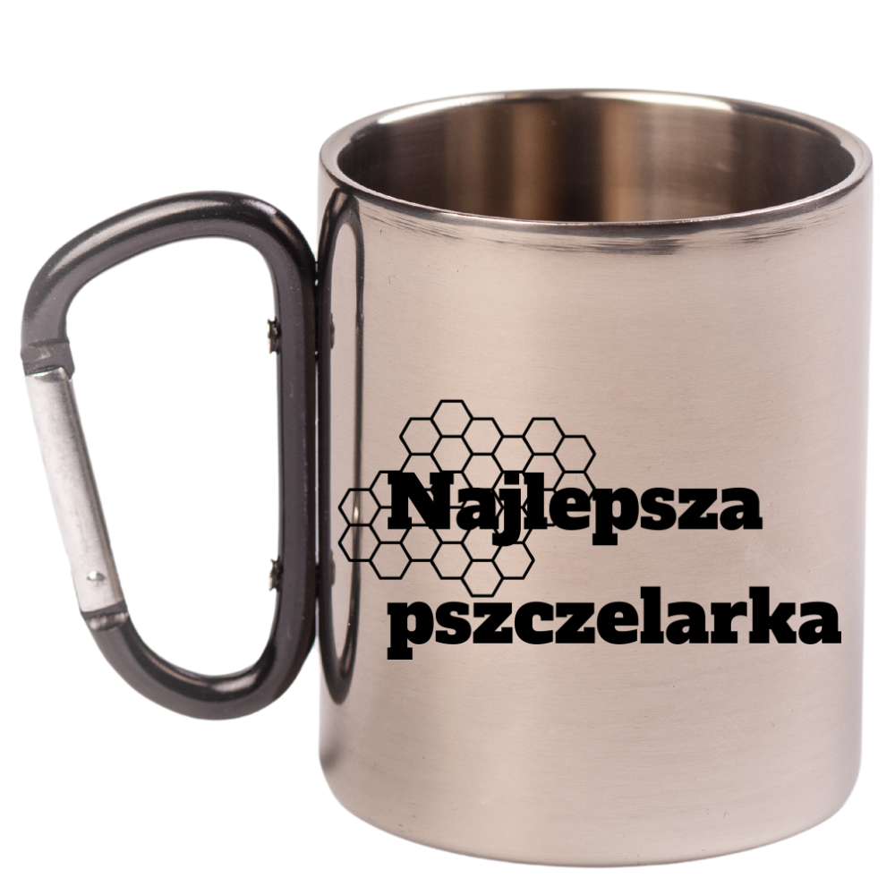 Kubek z czarnym karabińczykiem z nadrukiem "Najlepsza pszczelarka" #3