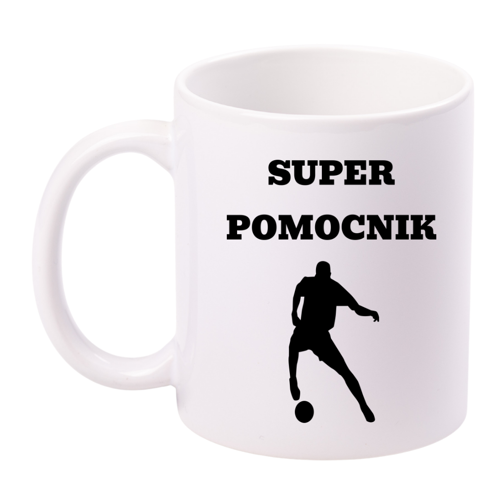 Kubek biały z nadrukiem "Super Pomocnik" – piłka nożna #13