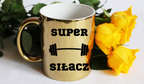Kubek złoty prezent z nadrukiem „Super Siłacz” – siłownia #3