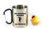 Biegowy kubek z karabińczykiem czarnym i nadrukiem "Najszybszy Biegacz na Świecie" #4