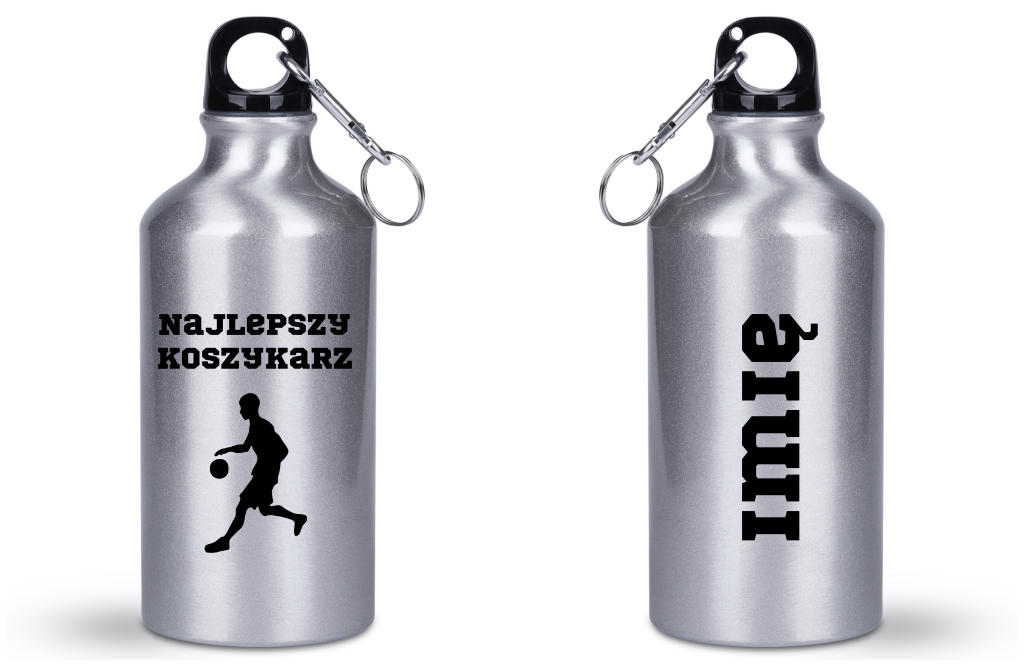Butelka srebrna 400 ml z nadrukiem "Najlepszy Koszykarz" #5