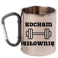 Kubek czarny karabińczyk z nadrukiem "Kocham Siłownię" – siłownia #1