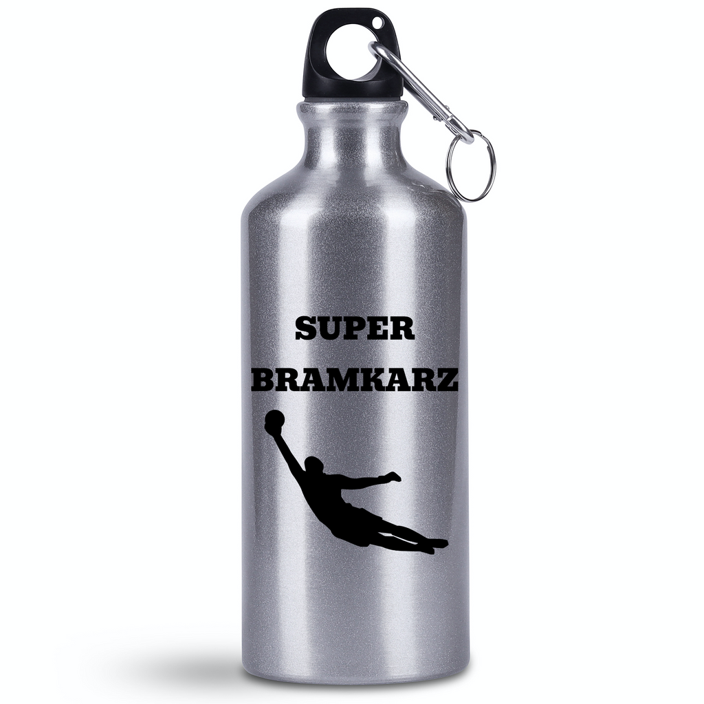 Butelka srebrna 500 ml z napisem "Super Bramkarz" – piłka nożna #13