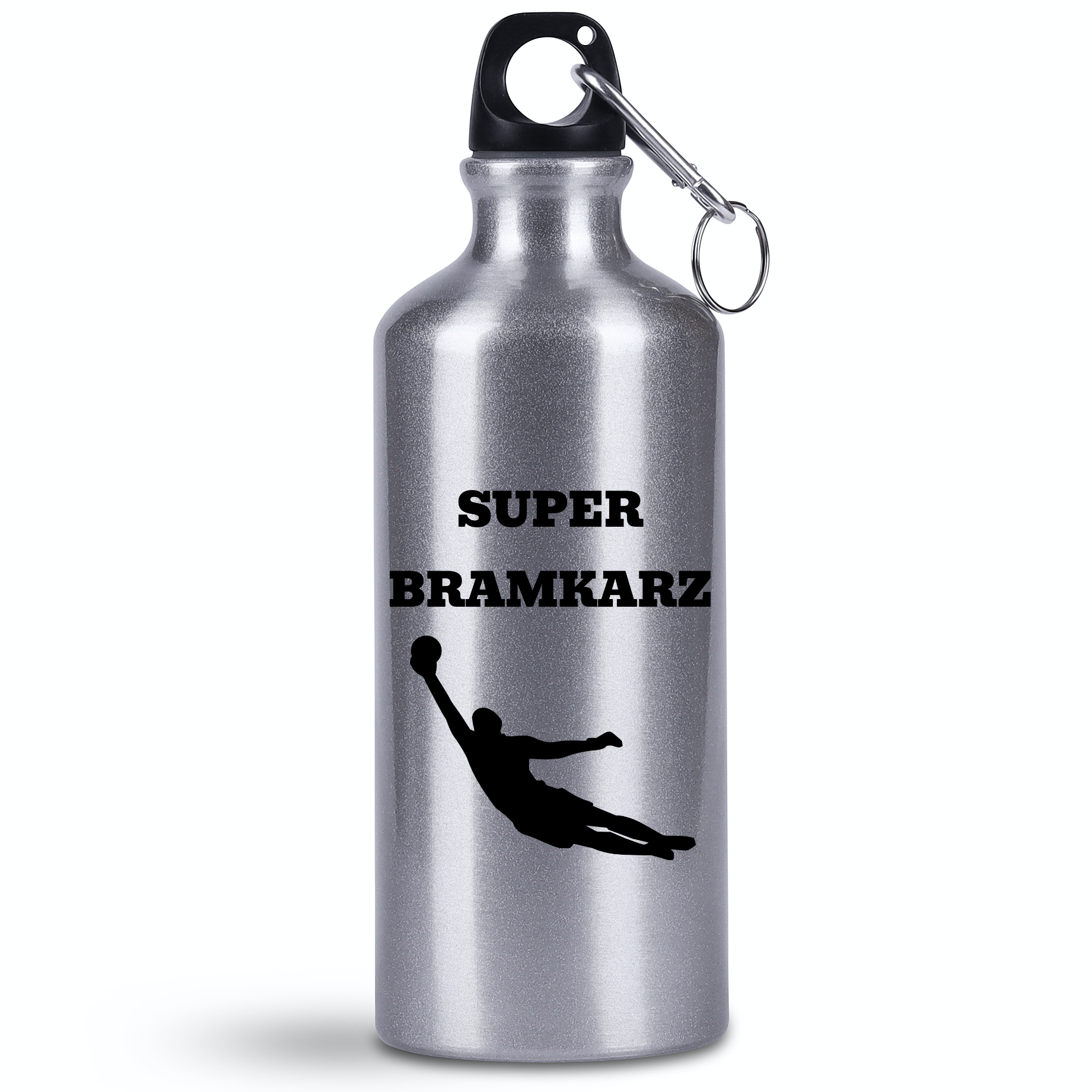Butelka srebrna 500 ml z napisem "Super Bramkarz" – piłka nożna #13