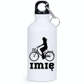 Butelka biała 400 ml z grafiką rowerową i imieniem do wyboru - dla rowerzystki #1