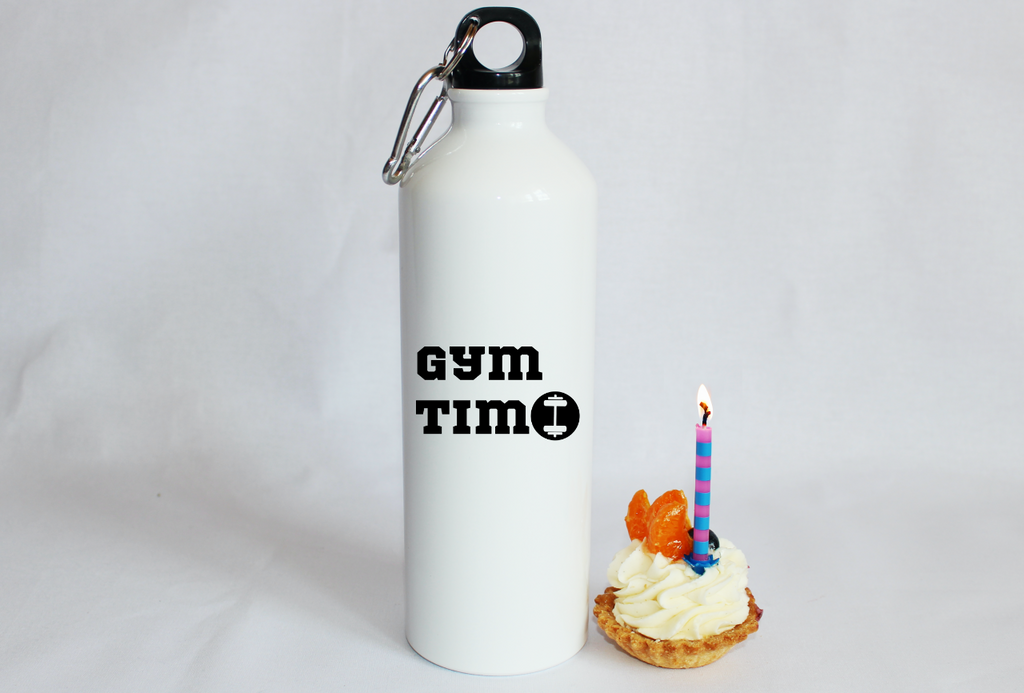 Butelka biała 800 ml na siłownię z napisem "Gym Time" #1
