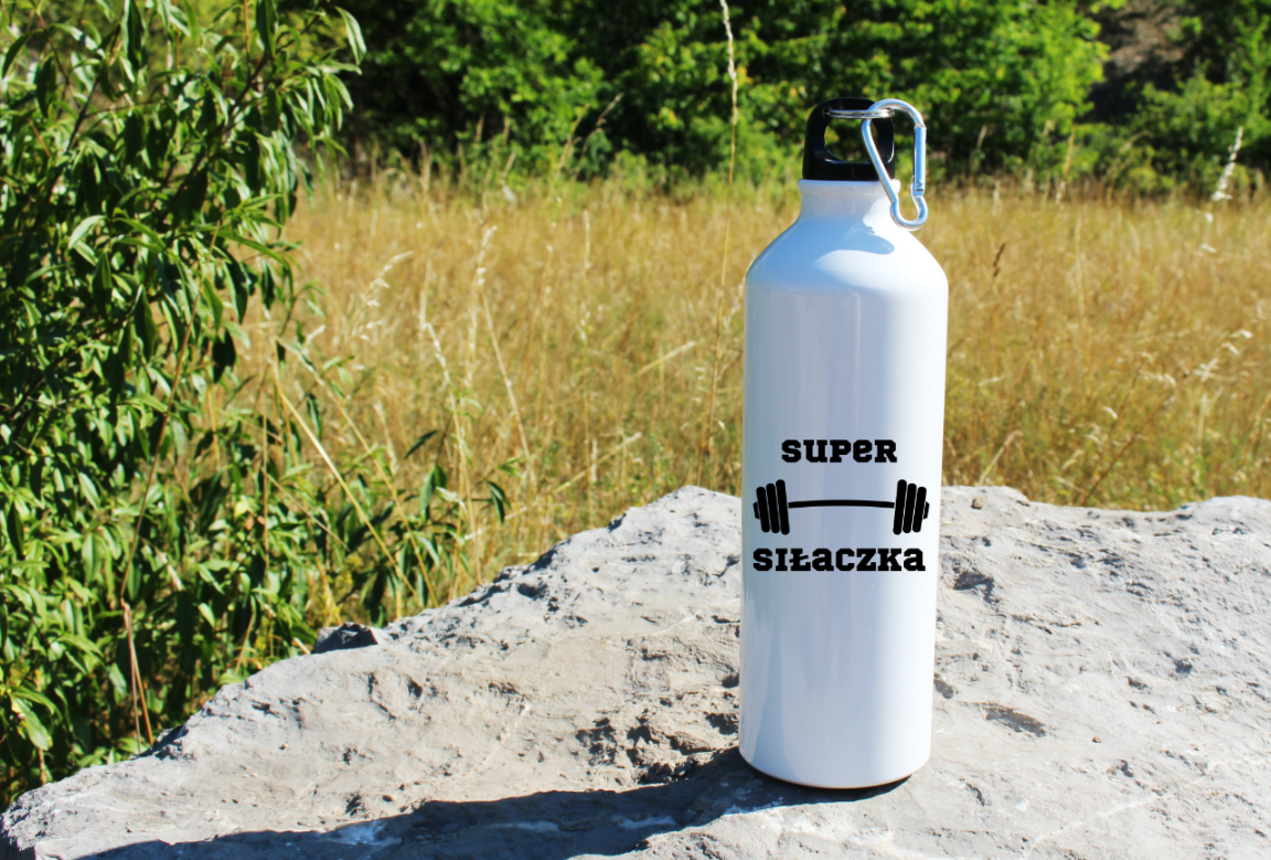 Butelka biała 800 ml na siłownię z napisem "Super Siłaczka" #2