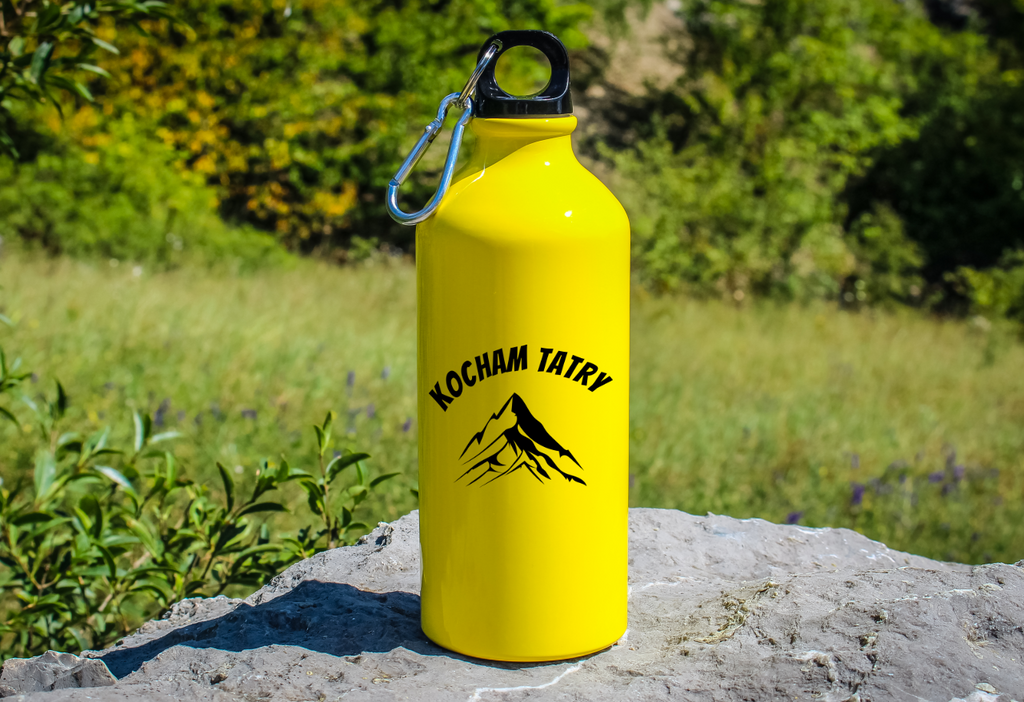 Butelka żółta 600 ml z nadrukiem "Kocham Tatry" – góry, Zakopane, Podhale #1